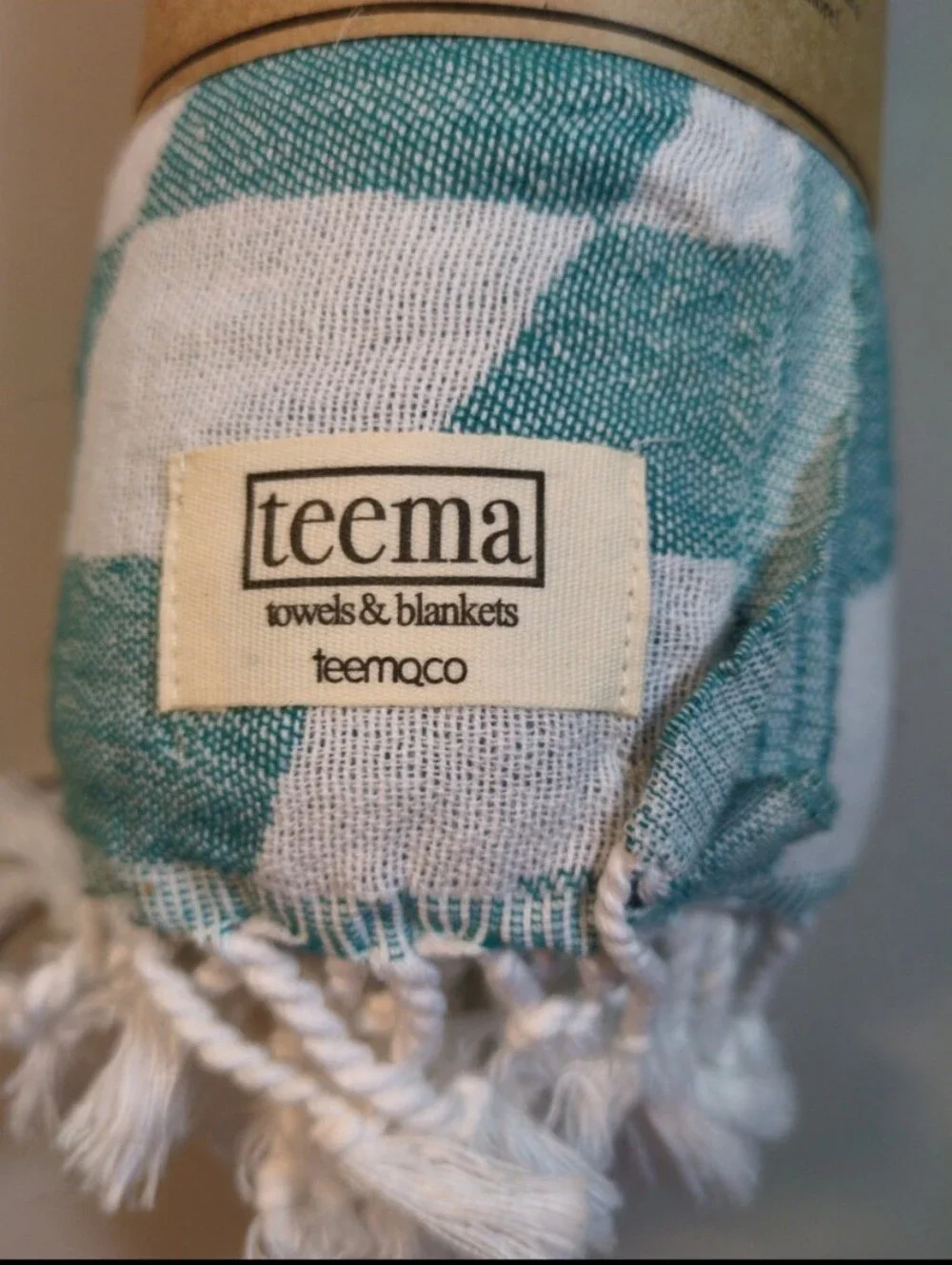 Teema Turkish Cotton The Aqua Checkmate Towel Cotton NWT